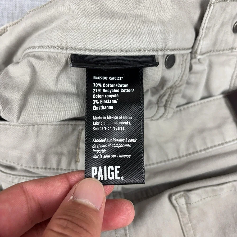 Paige Jeans Mens 29x27 Beige Light Wash Straight Leg Stretch Denim Pants